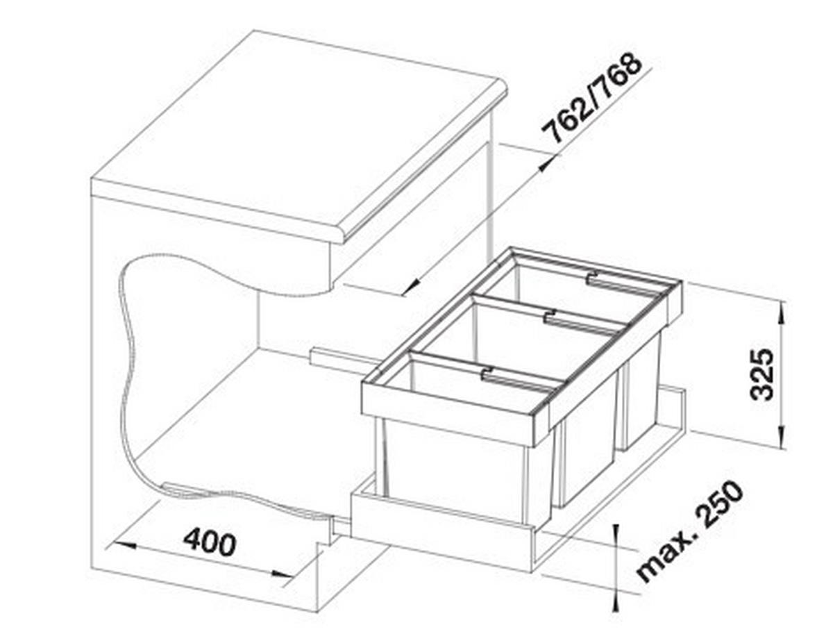 ABFALLSAMMLER 65 L  - Edelstahlfarben/Anthrazit, Kunststoff (73,6/32,5/40cm) - Blanco
