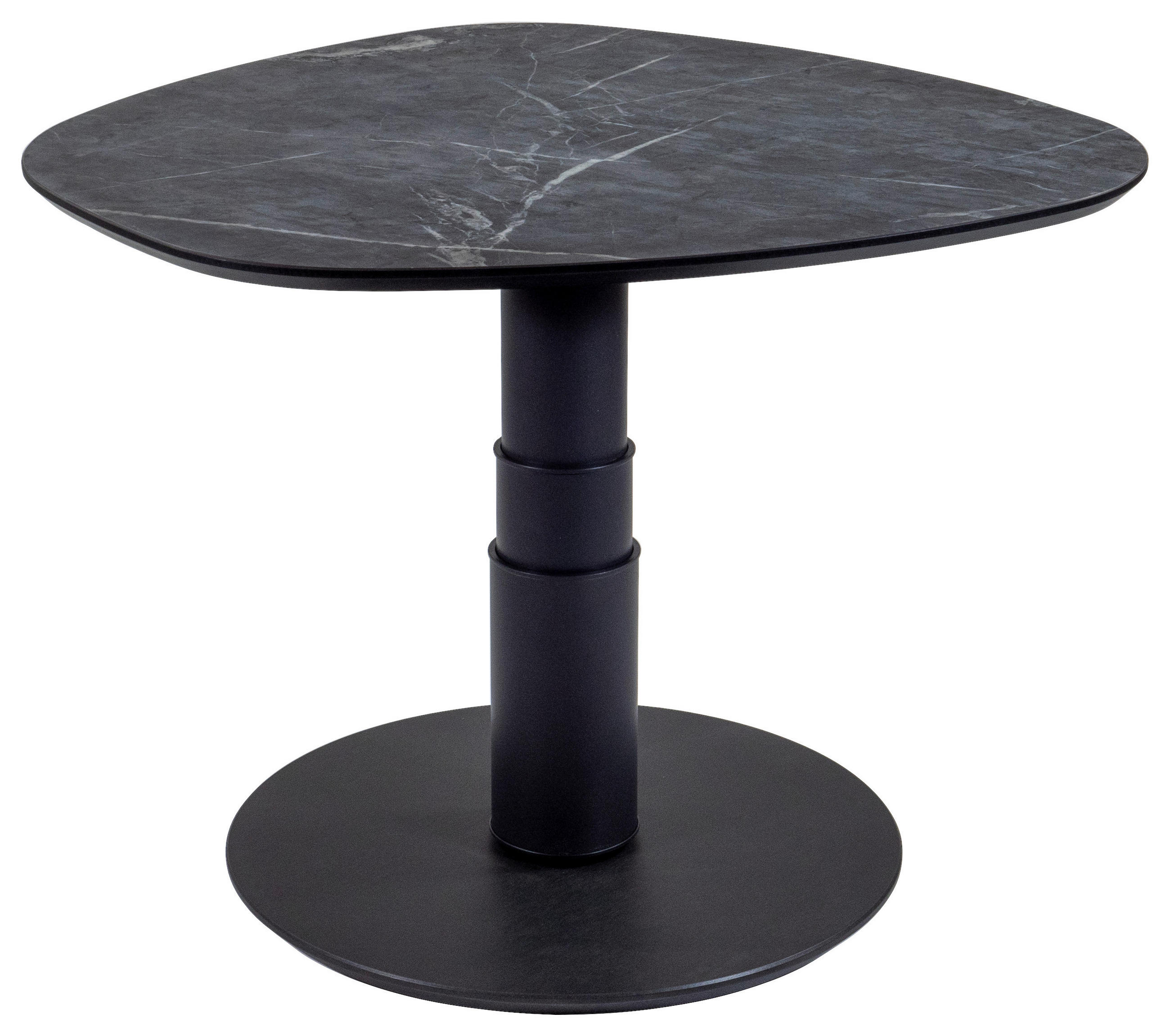 Thumbnail - Venda Couchtisch, Anthrazit, Dunkelgrau, Metall, Holzwerkstoff, Marmoroptik, Freiform, Säule, Bodenplatte, 80x39-76x80 c...