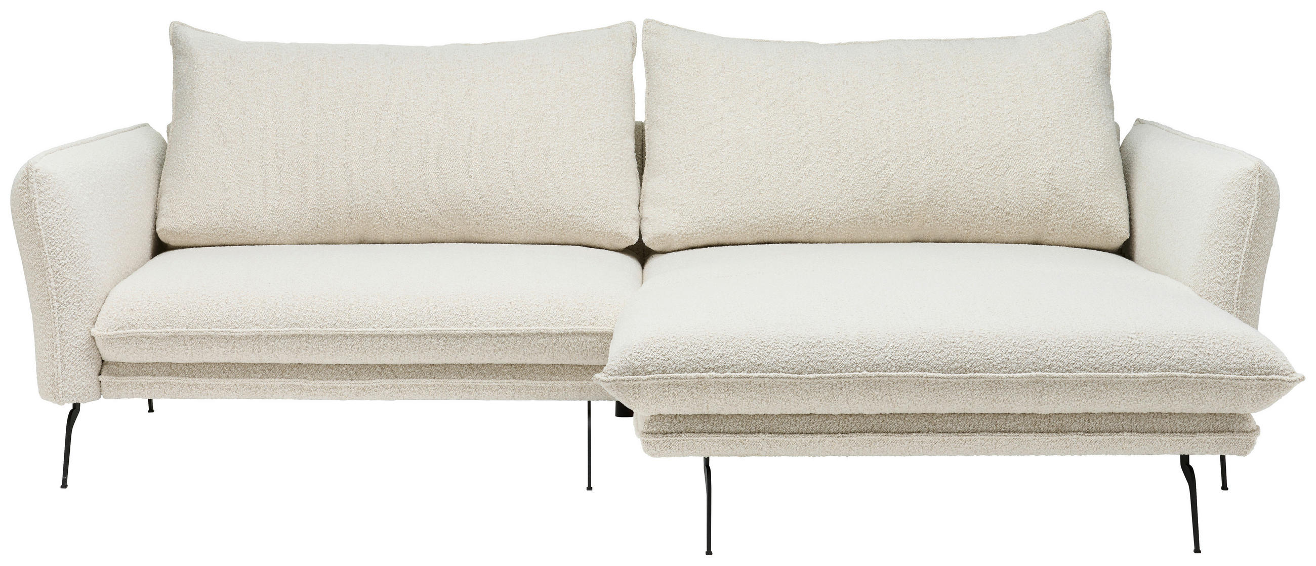 ECKSOFA Creme Bouclé  - Creme/Schwarz, Design, Textil/Metall (277/182cm) - Stylife