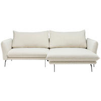 ECKSOFA Creme Bouclé  - Creme/Schwarz, Design, Textil/Metall (277/182cm) - Stylife