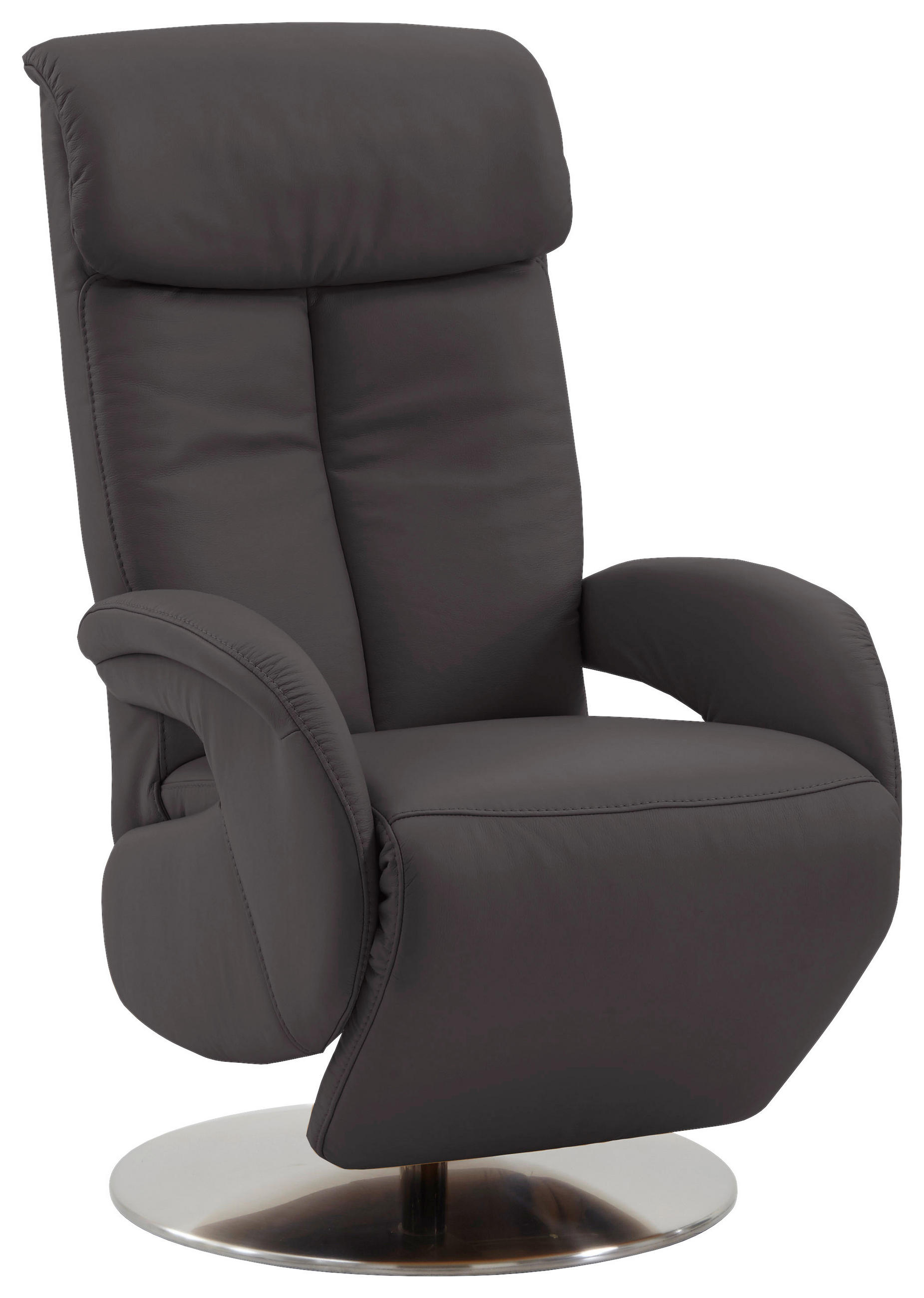 RELAXSESSEL Echtleder    - Anthrazit, KONVENTIONELL, Leder/Metall (70/114/80cm) - Cantus