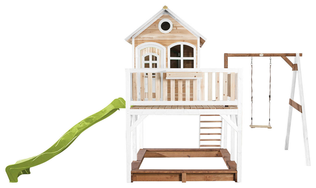 SPIELTURM 541/291/277 cm  - Braun/Weiß, KONVENTIONELL, Holz/Kunststoff (541/291/277cm) - Ambia Garden