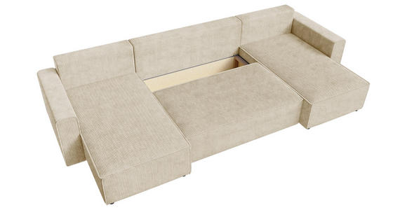 WOHNLANDSCHAFT Creme Cord  - Creme/Schwarz, KONVENTIONELL, Kunststoff/Textil (140/305/140cm) - Carryhome