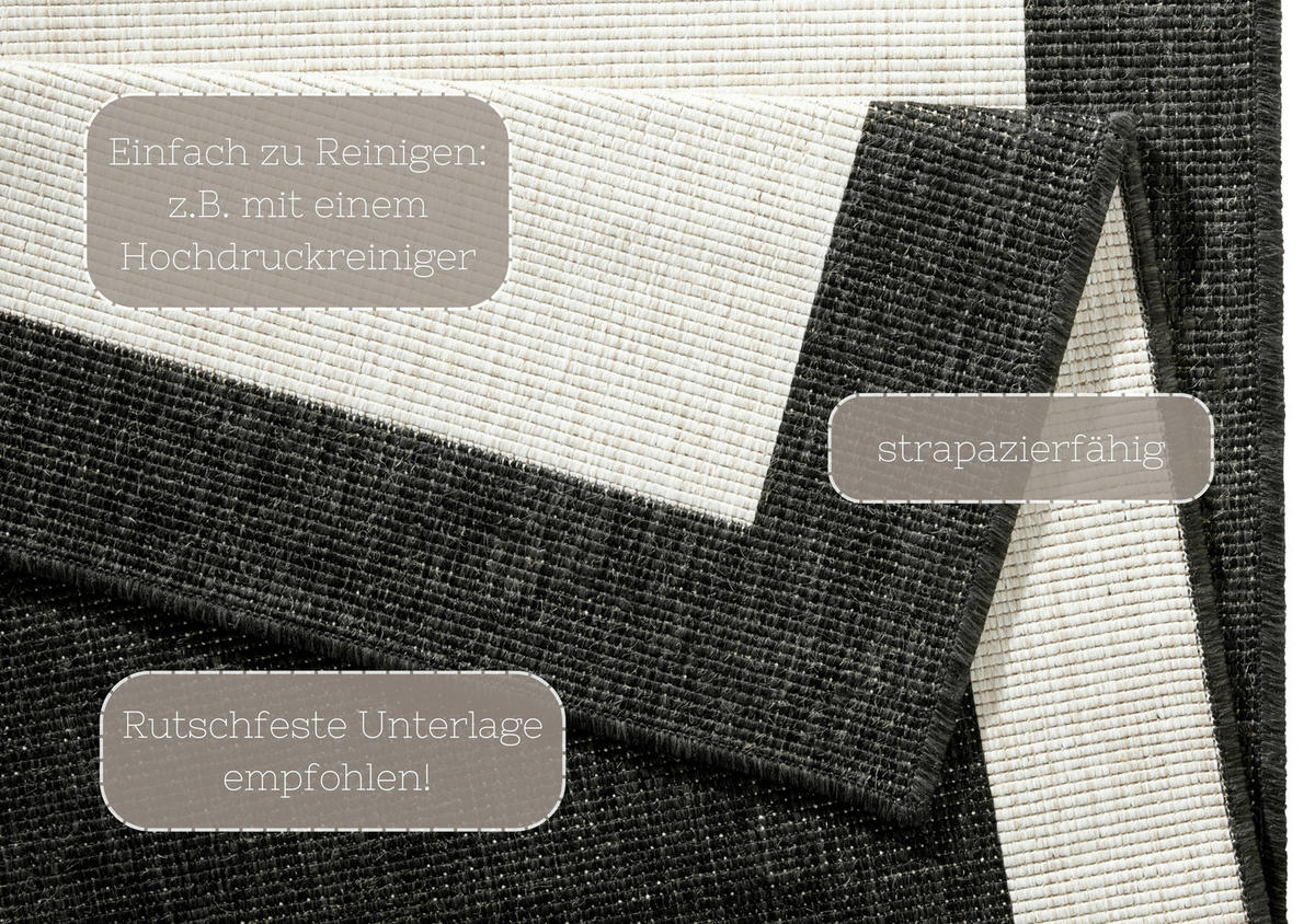 OUTDOORTEPPICH 200/290 cm Twin Creme, Schwarz  - Creme/Schwarz, Design, Kunststoff (200/290cm)