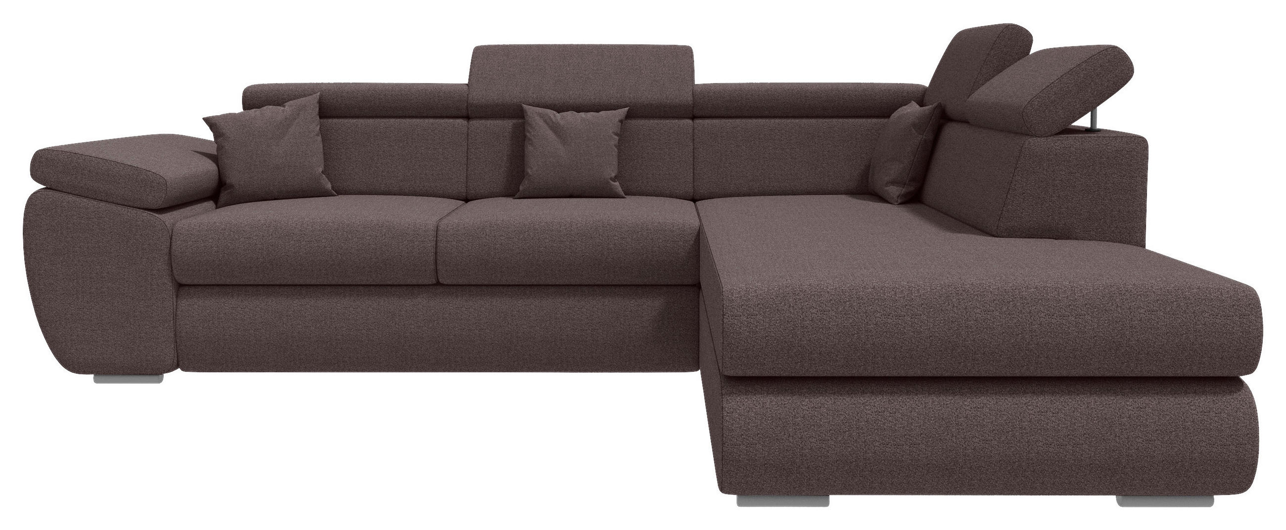 ECKSOFA Graubraun Struktur  - Chromfarben/Graubraun, KONVENTIONELL, Kunststoff/Textil (282/205cm) - Carryhome