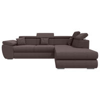 ECKSOFA Graubraun Struktur  - Chromfarben/Graubraun, KONVENTIONELL, Kunststoff/Textil (282/205cm) - Carryhome