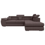 ECKSOFA Graubraun Struktur  - Chromfarben/Graubraun, KONVENTIONELL, Kunststoff/Textil (282/205cm) - Carryhome