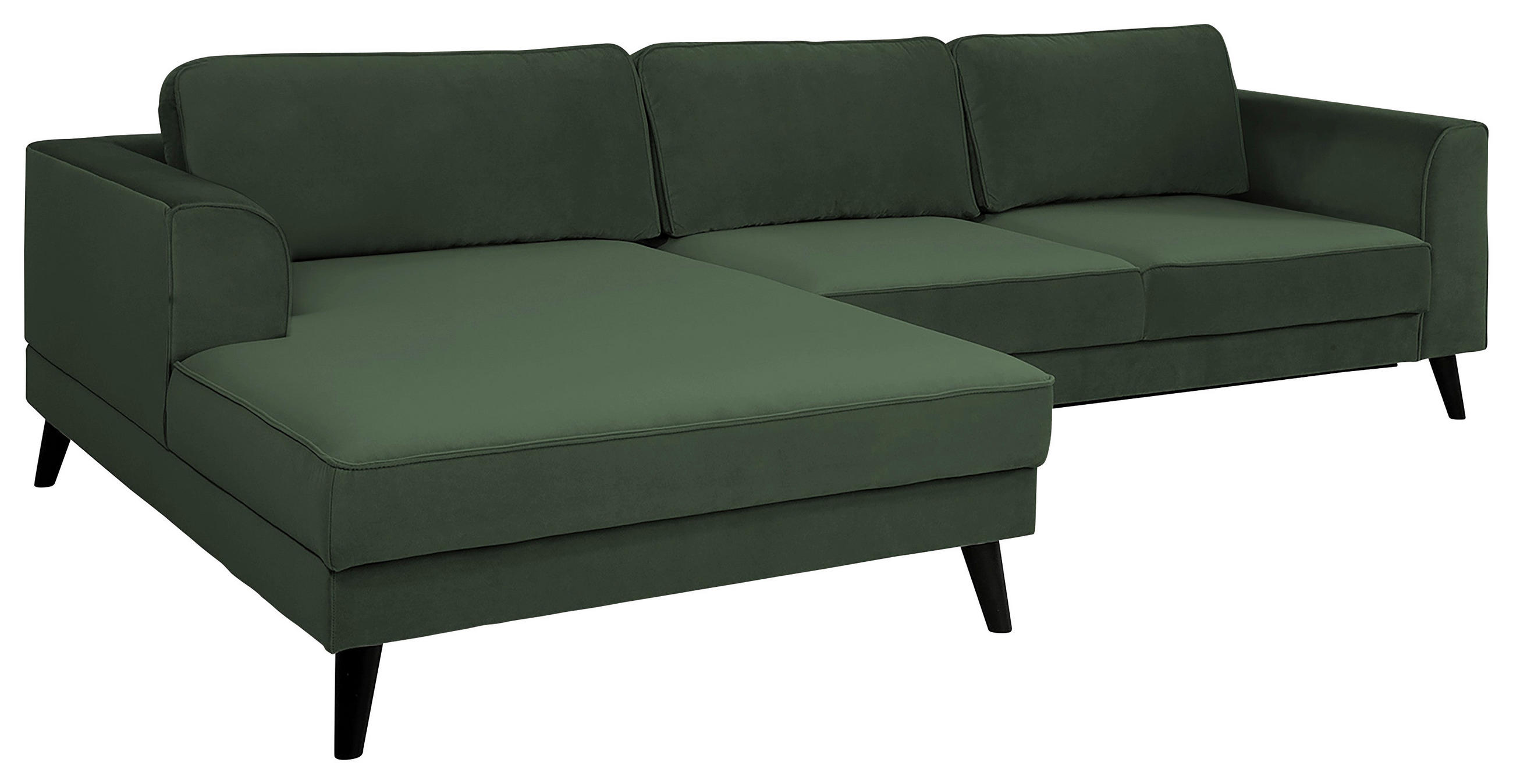 ECKSCHLAFSOFA in Velours Dunkelgrün - Wengefarben/Dunkelgrün, Modern, Holz/Textil (277/167cm) - Trendmanufaktur