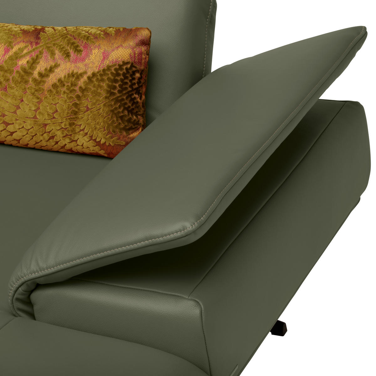 ECKSOFA in Echtleder Grün  239/150 cm  - Beige/Schwarz, Design, Leder/Metall (239/150cm) - Koinor