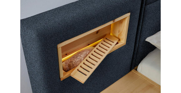 BETT 180/200 cm in Zirbelkieferfarben, Dunkelblau - Zirbelkieferfarben/Dunkelblau, Natur, Holz/Textil (180/200cm) - Valnatura