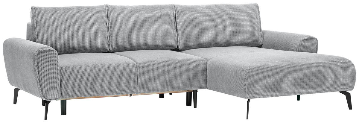 ECKSOFA in Webstoff Hellgrau  - Hellgrau/Schwarz, Design, Textil/Metall (272/170cm) - Welnova