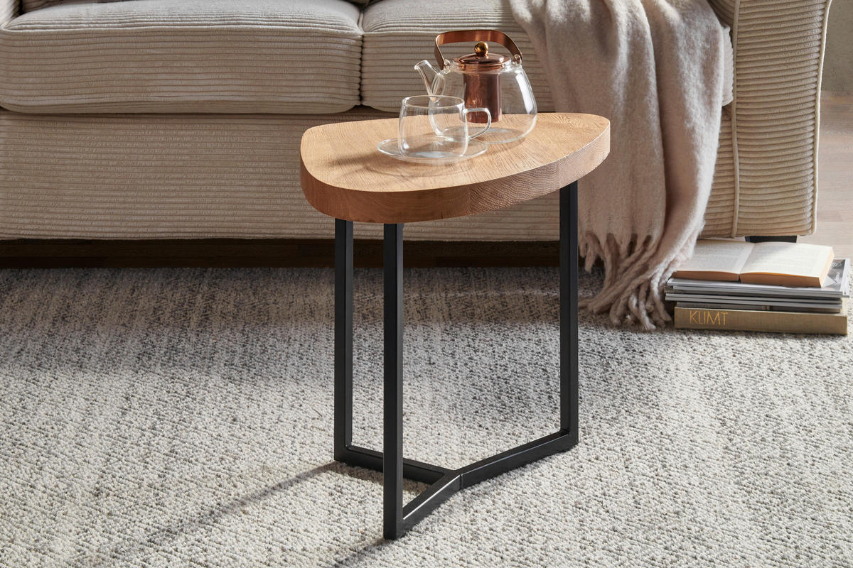 COUCHTISCH in Holz, Metall 48/45/45 cm  - Eichefarben/Schwarz, Natur, Holz/Metall (48/45/45cm) - Novel