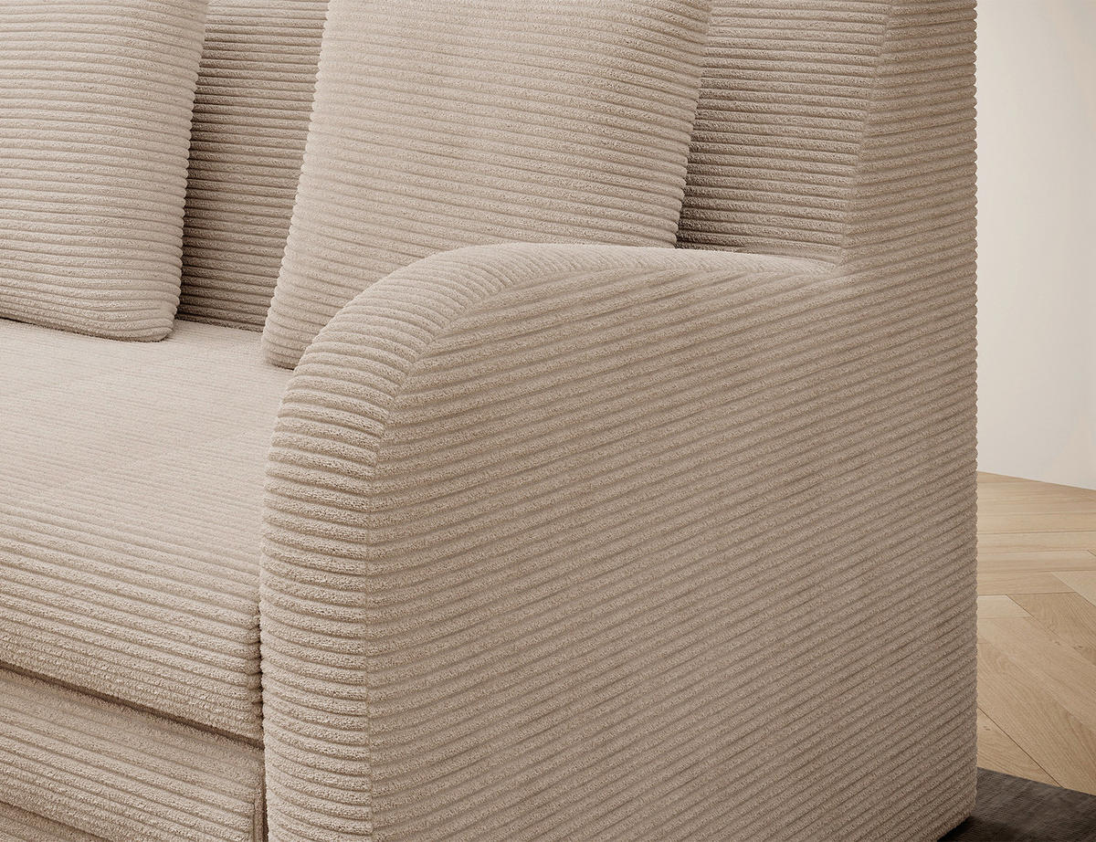 SCHLAFSOFA Cord Beige  - Beige/Schwarz, Design, Kunststoff/Textil (130/85/103cm) - MID.YOU