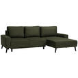 ECKSOFA in Velours Olivgrün  - Schwarz/Olivgrün, Basics, Holz/Textil (260/161cm) - Carryhome