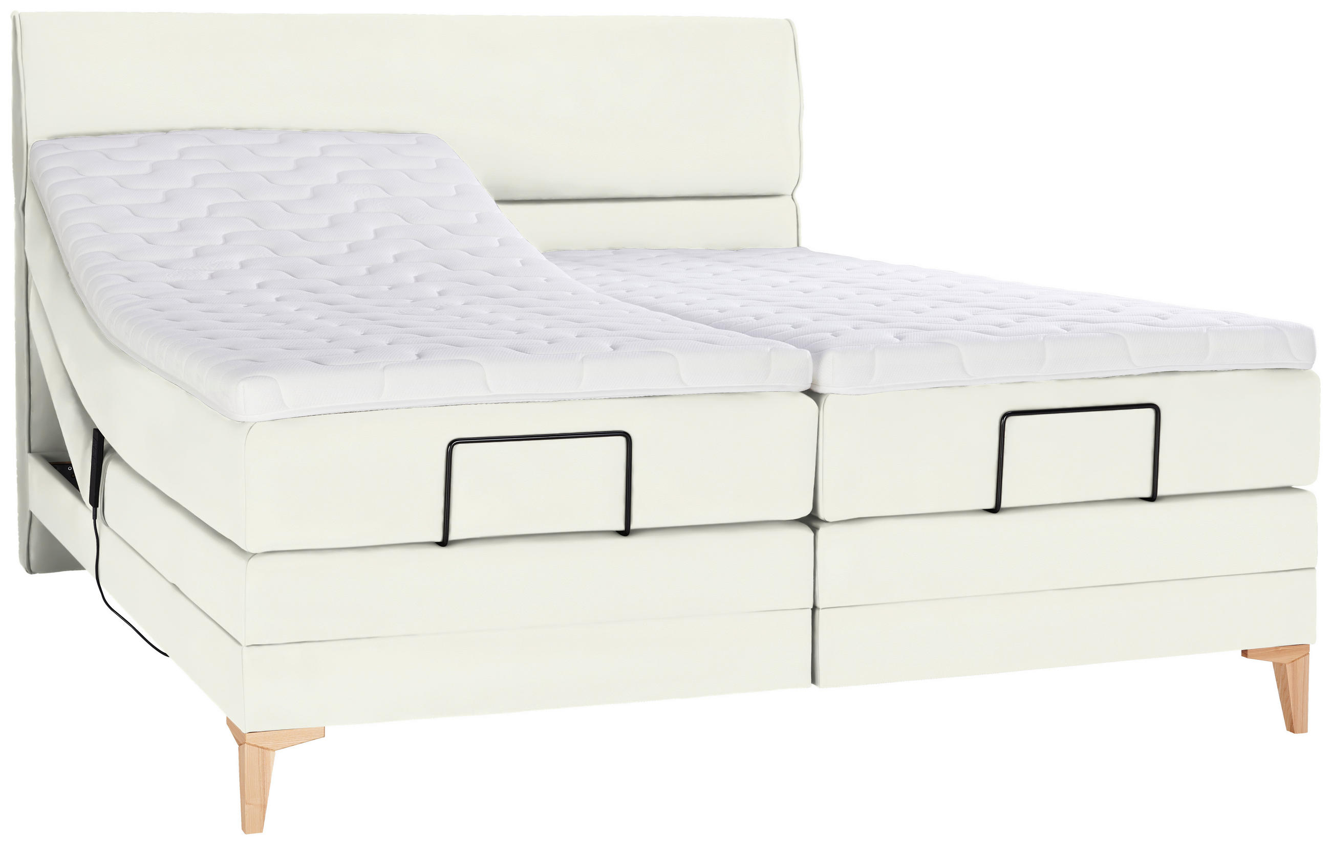 BOXSPRINGBETT 180/200 cm  in Weiss  - Weiss/Eichefarben, Konventionell, Holz/Textil (180/200cm) - Voleo