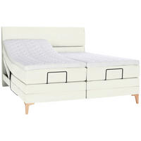BOXSPRINGBETT 180/200 cm  in Weiss  - Weiss/Eichefarben, Konventionell, Holz/Textil (180/200cm) - Voleo