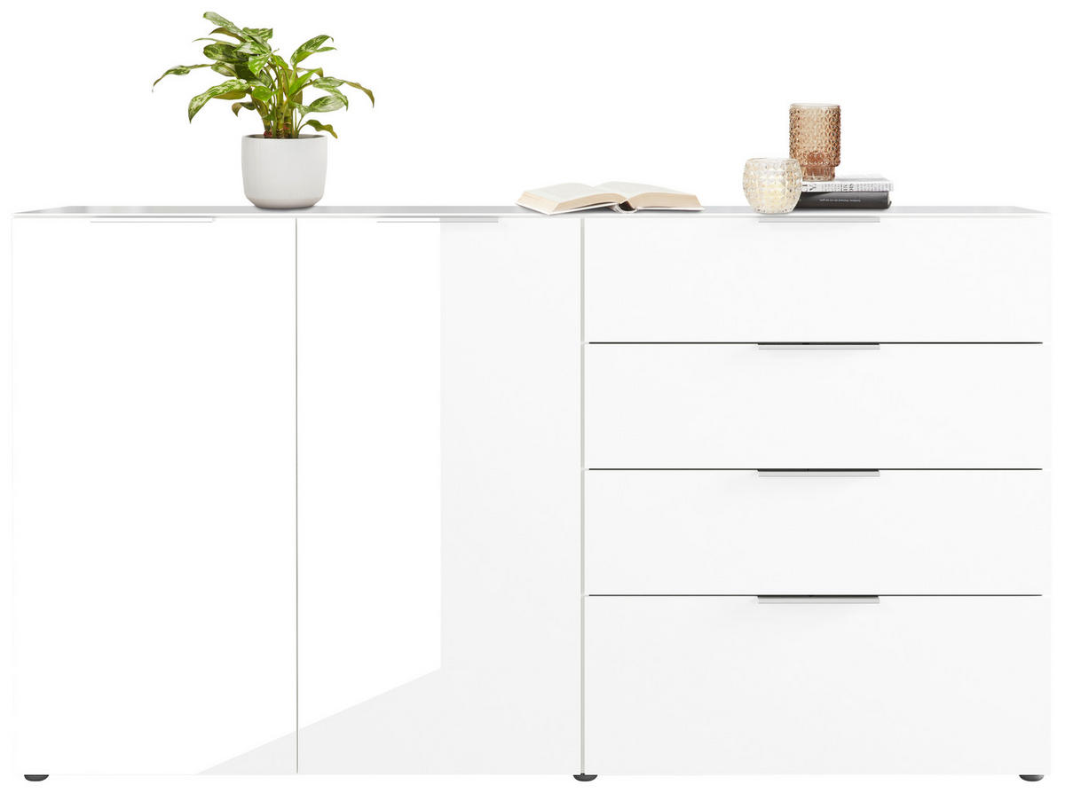 TÁLALÓSZEKRÉNY 184/102/42 cm  - krómszínű/fekete, Modern, műanyag/faalapú anyag (184/102/42cm) - Premium Living