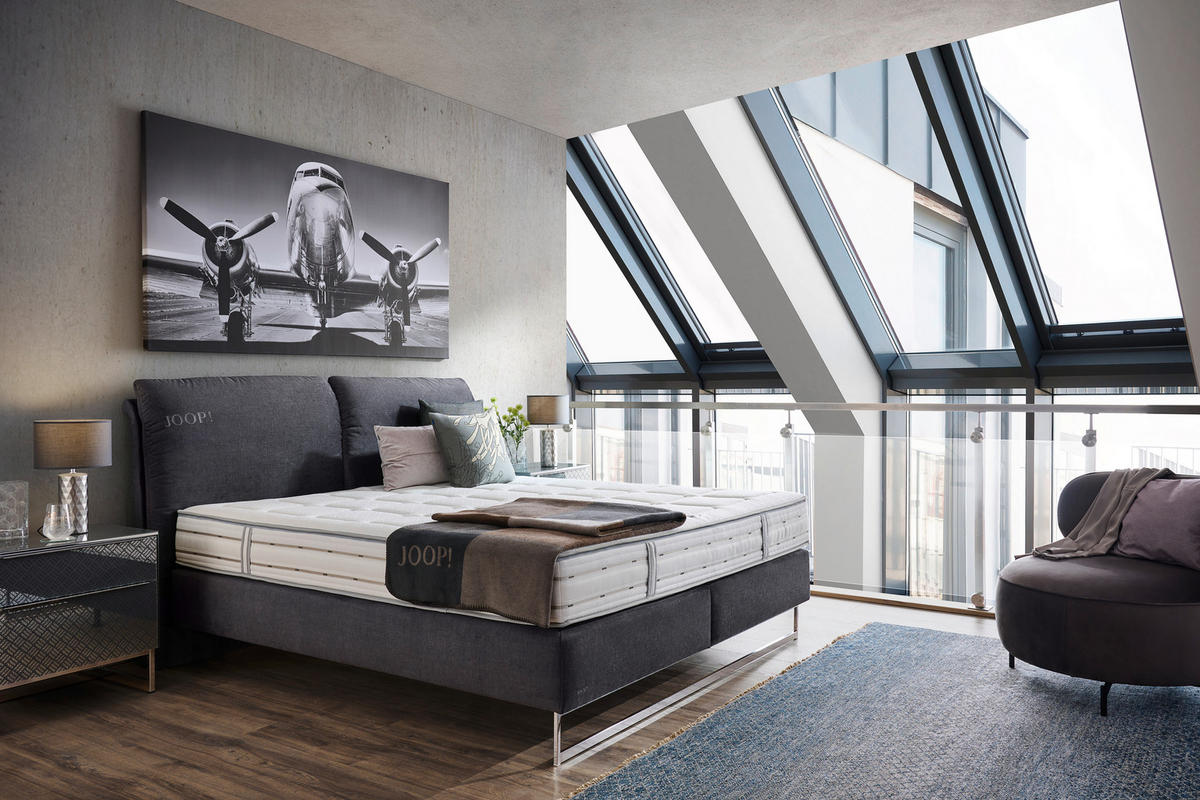 BOXSPRINGBETT 180/200 cm  in Taupe  - Taupe/Chromfarben, Design, Textil (180/200cm) - Joop!