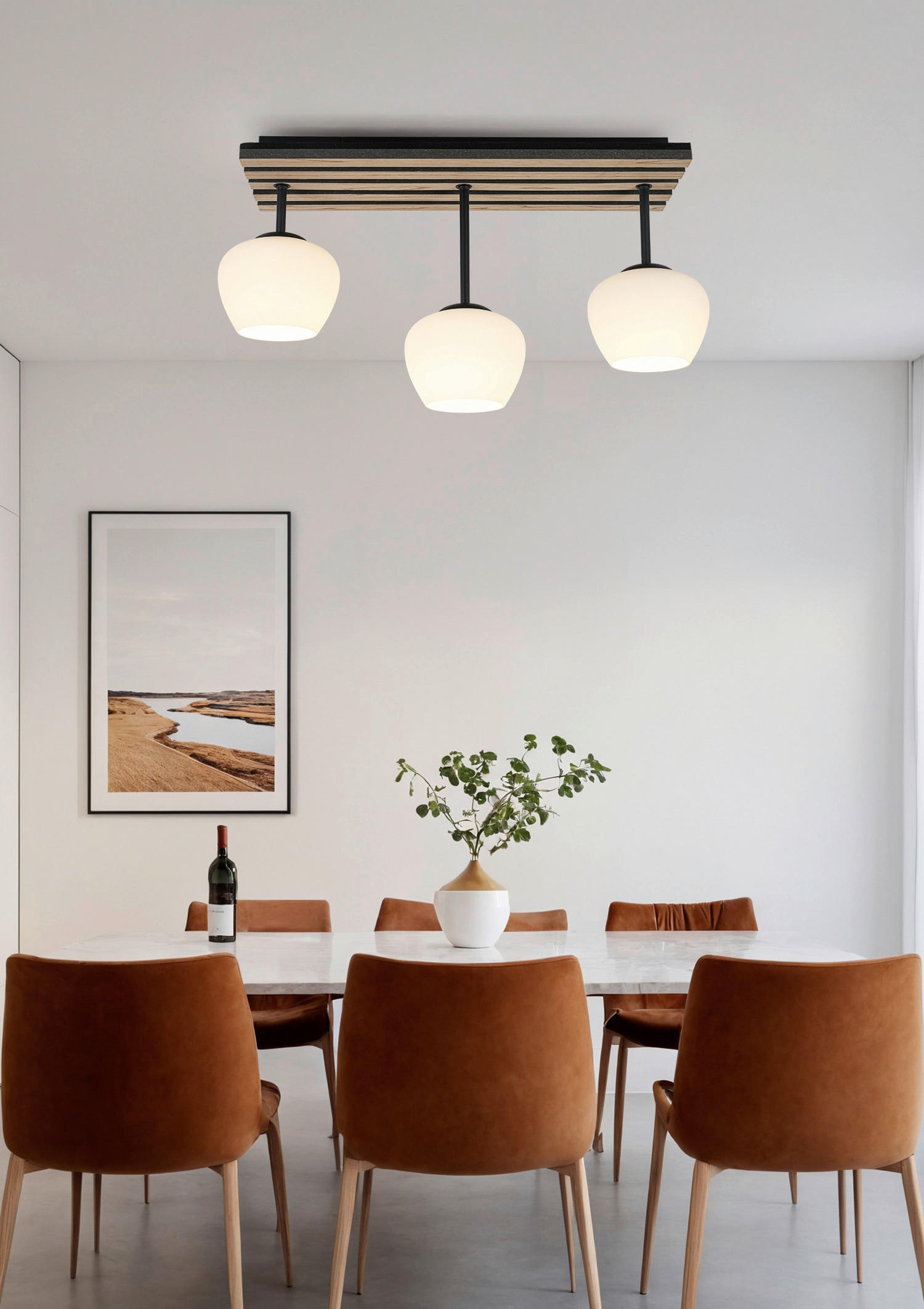 HÄNGELEUCHTE 60/16/35 cm   - Eichefarben/Schwarz, Trend, Glas/Holzwerkstoff (60/16/35cm) - Collet's Monde