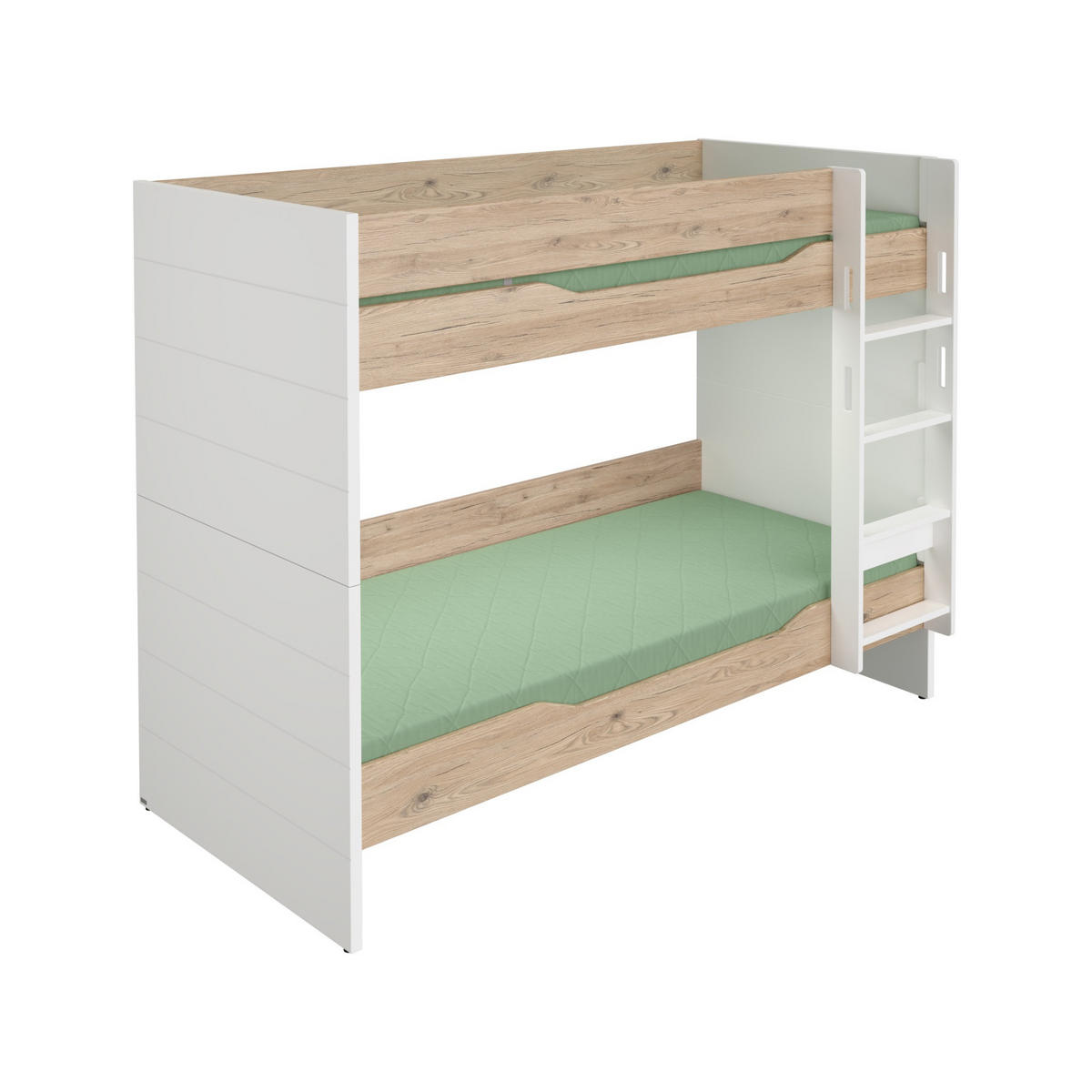 ETAGENBETT 90/200 cm,  in Weiß, Eichefarben,  - Eichefarben/Schwarz, Design, Holzwerkstoff/Kunststoff (90/200cm) - Paidi