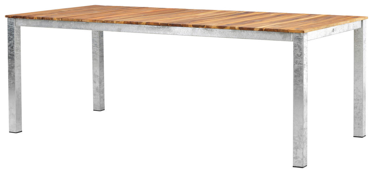 UTEBORD trä, metall rektangulär  - akaciefärgad/zinkfärgad, Klassisk, metall/trä (200/100/74cm) - Gardenson