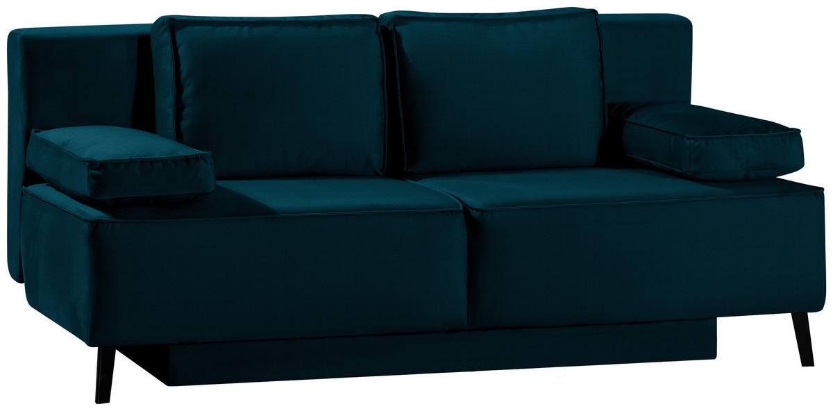 SCHLAFSOFA in Petrol  - Petrol/Schwarz, Konventionell, Textil/Metall (197/91/88cm) - Novel