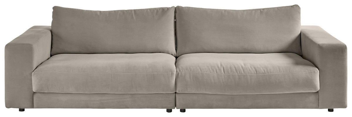 MEGASOFA in Feincord Sandfarben  - Sandfarben/Schwarz, Design, Kunststoff/Textil (290/86/127cm) - Pure Home Lifestyle