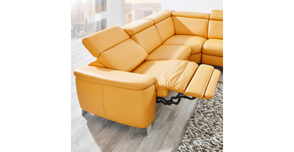 ECKSOFA in Echtleder Gelb  - Gelb/Alufarben, Design, Leder/Metall (271/239cm) - Cantus