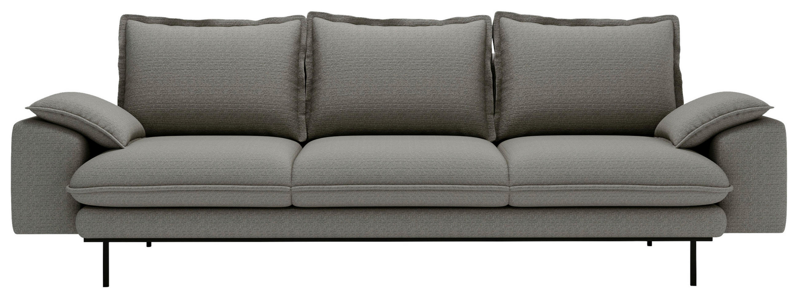 3-SITZER-SOFA Struktur Dunkelgrau  - Dunkelgrau/Schwarz, Design, Textil/Metall (267/92/97cm) - Livetastic