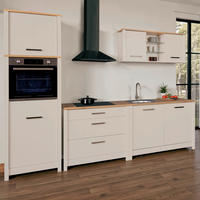 KÜCHENLEERBLOCK 300 cm   in Kaschmir, Eiche Artisan  - Kaschmir/Silberfarben, MODERN, Glas/Holzwerkstoff (300cm) - home24