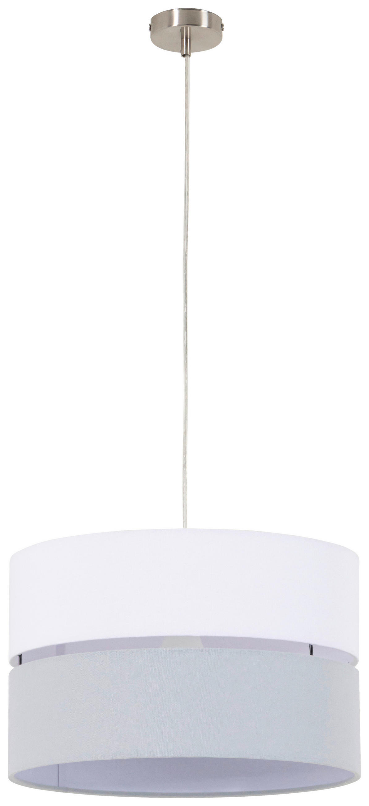 ZÁVĚSNÉ SVÍTIDLO, 37/120 cm  - bílá/světle šedá, Moderní, kov/textil (37/120cm) - Novel