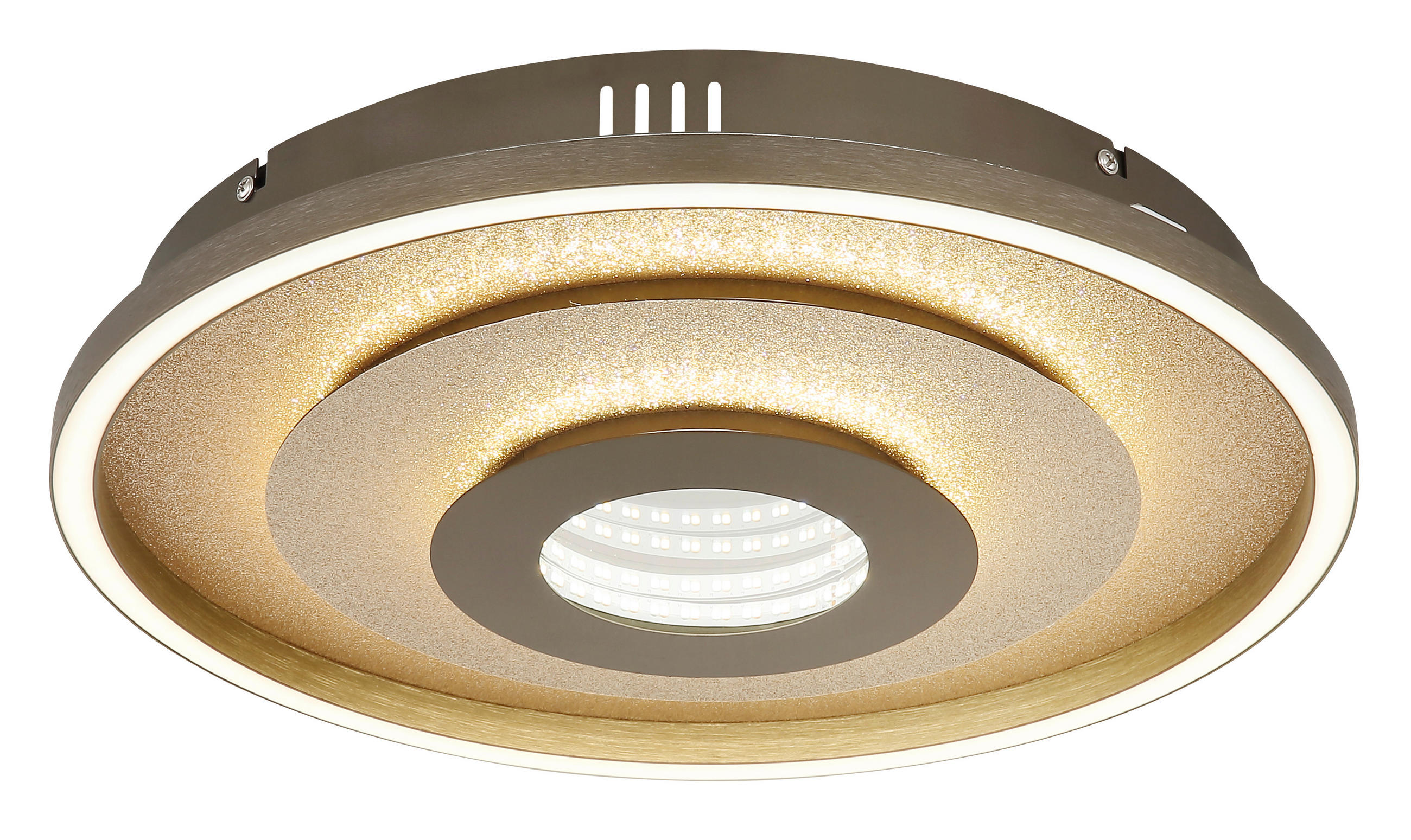 LED-DECKENLEUCHTE Miles 40/7,3 cm  - Champagner/Goldfarben, Design, Kunststoff/Metall (40/7,3cm) - Globo