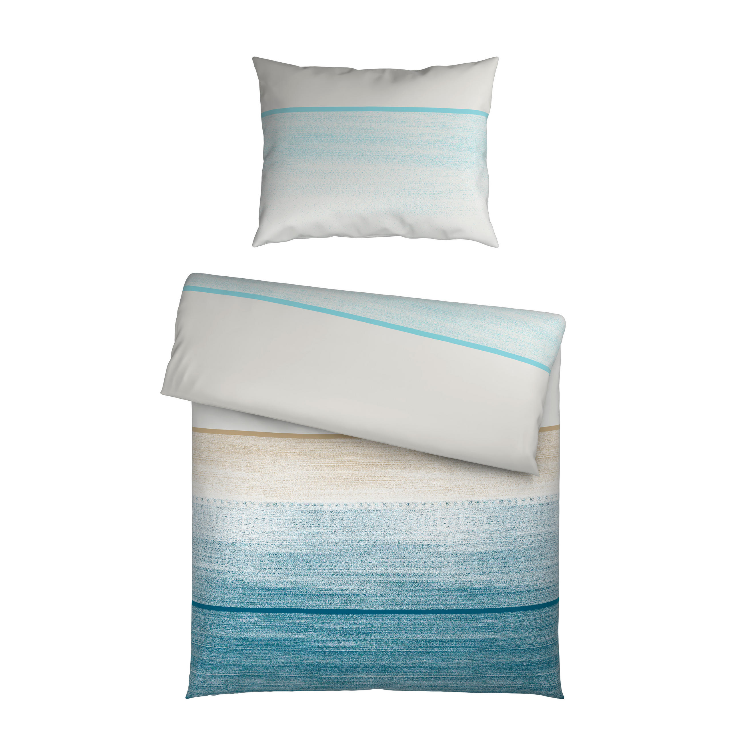 BETTWÄSCHE TANJA Satin 140/200 cm  - Blau/Beige, KONVENTIONELL, Textil (140/200cm) - Novel