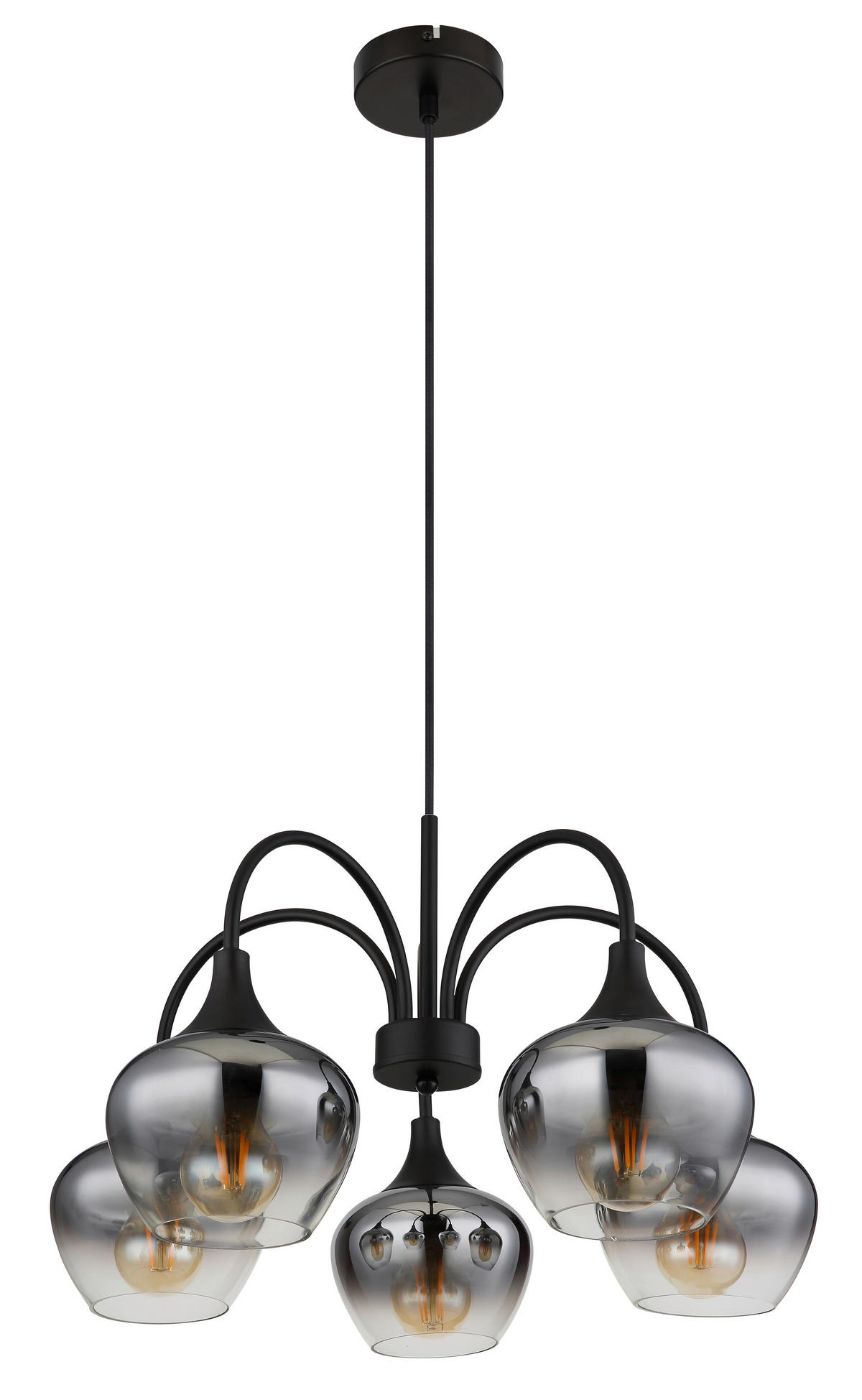 HÄNGELEUCHTE 55/120 cm    - Schwarz, Design, Glas/Textil (55/120cm) - Globo