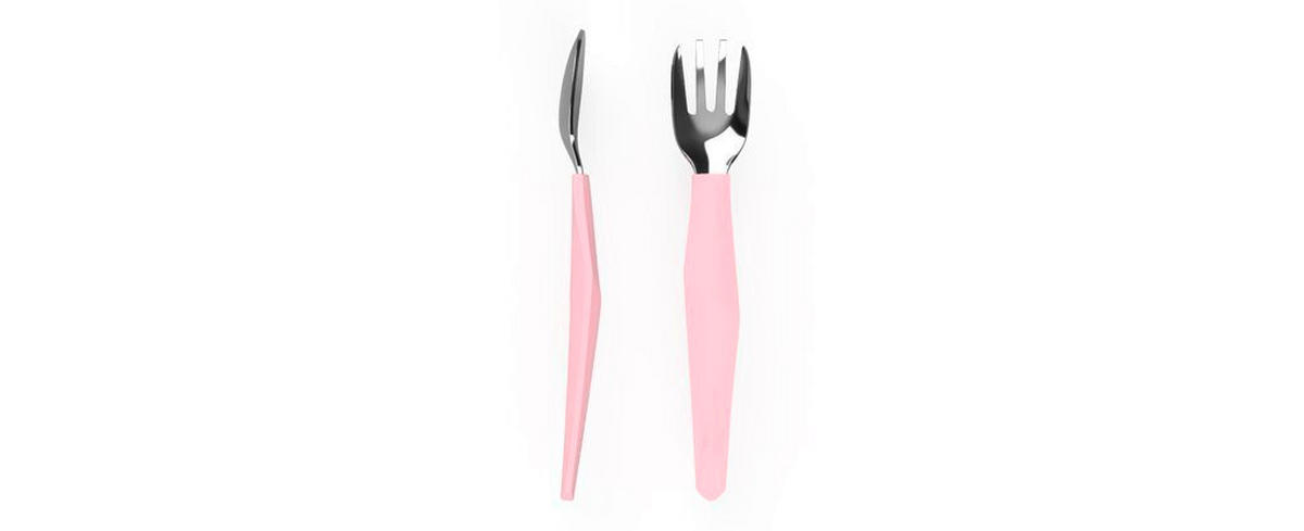 DJEČJI PRIBOR ZA JELO   - ružičasta, Basics, metal (10,6/23,3/2,7cm) - Everyday Baby