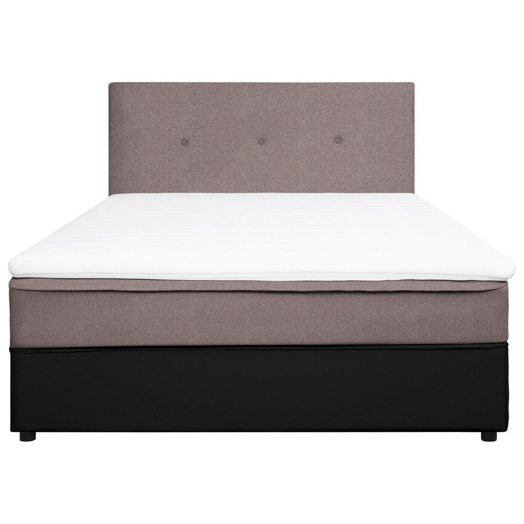 Thumbnail - Boxxx Boxbett, Schwarz, Hellbraun, Textil, H2, Höhe ca. 19 cm, 120x200 cm, gepolstertes Kopfteil, Stoffauswahl, Topper d...