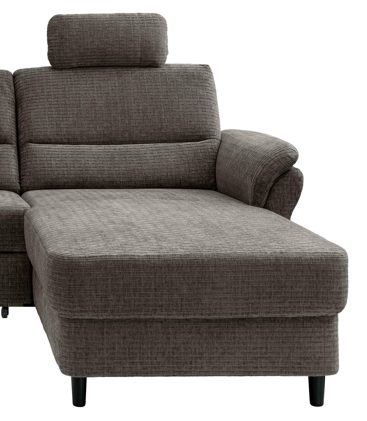 ECKSOFA in Mikrofaser Graubraun  - Graubraun/Schwarz, Modern, Holz/Textil (279/176cm) - Livetastic