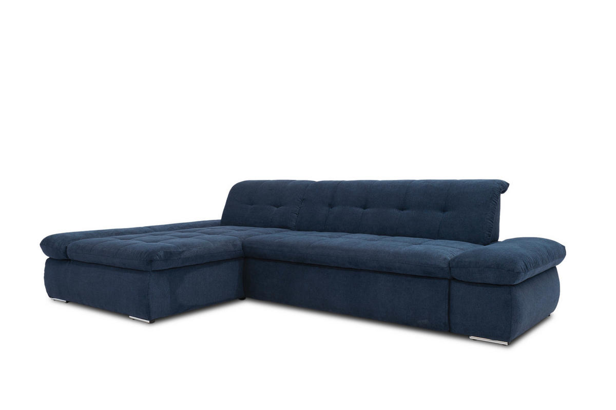 ECKSOFA Dunkelblau Mikrofaser  - Chromfarben/Dunkelblau, KONVENTIONELL, Textil/Metall (172/300cm) - MID.YOU