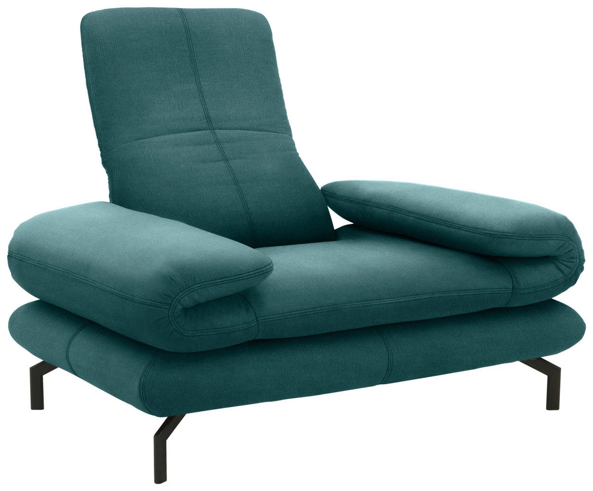 SESSEL mit Funktion Webstoff Petrol    - Petrol/Schwarz, Design, Textil/Metall (139 (197)/83 (110)/98cm) - LOOKS by W.Joop