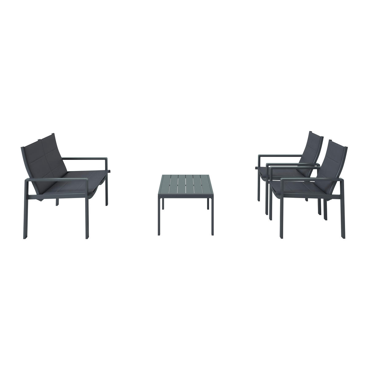 LOUNGEGARNITUR 4-teilig   Aluminium  - Dunkelgrau, MODERN, Textil/Metall - Luca Bessoni