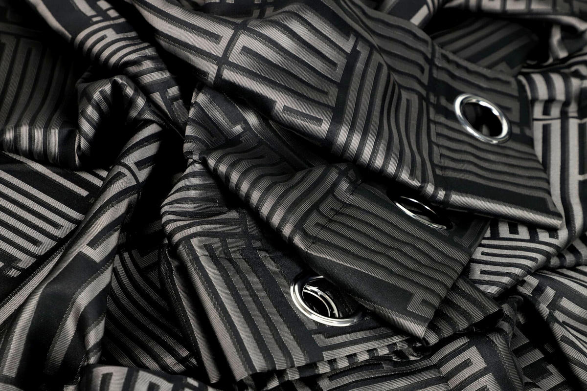 ÖSENSCHAL FINE BARS blickdicht 140/250 cm   - Schwarz, Basics, Textil (140/250cm) - Joop!