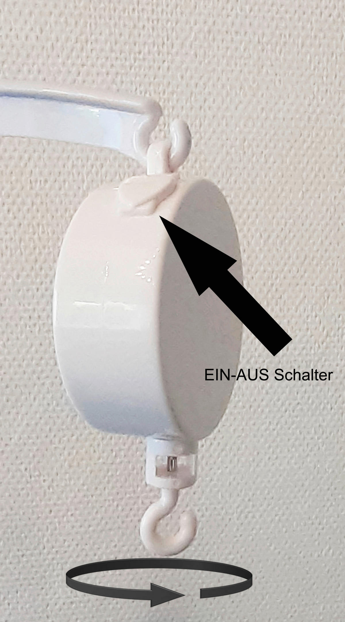Niermann Mobilehalter mit Spieluhr für Rundstäbe  - Weiß, Basics, Kunststoff (30/58cm)