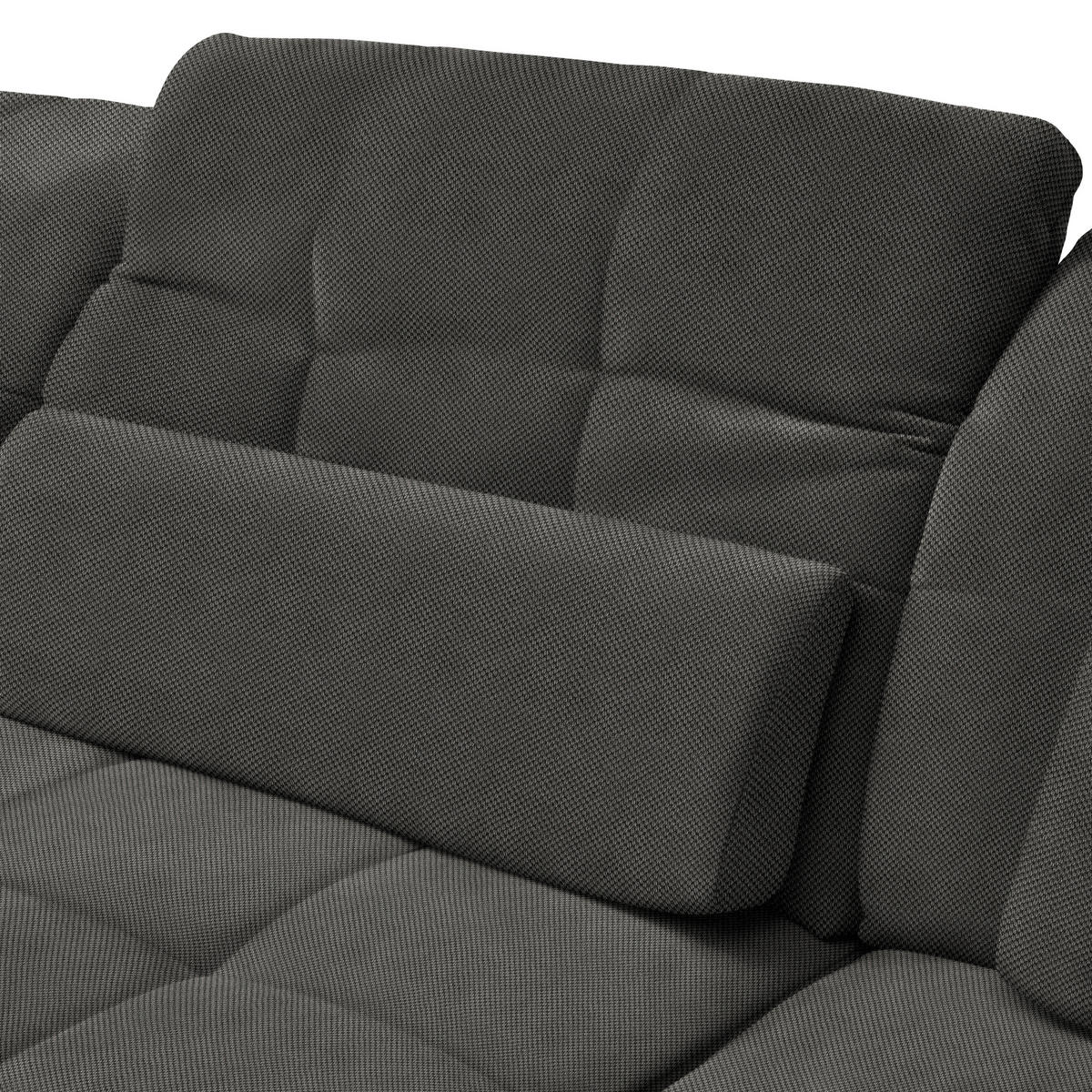 ECKSOFA  in Flachgewebe Dunkelgrau  341/204 cm  - Dunkelgrau/Schwarz, Design, Textil/Metall (341/204cm) - Xora