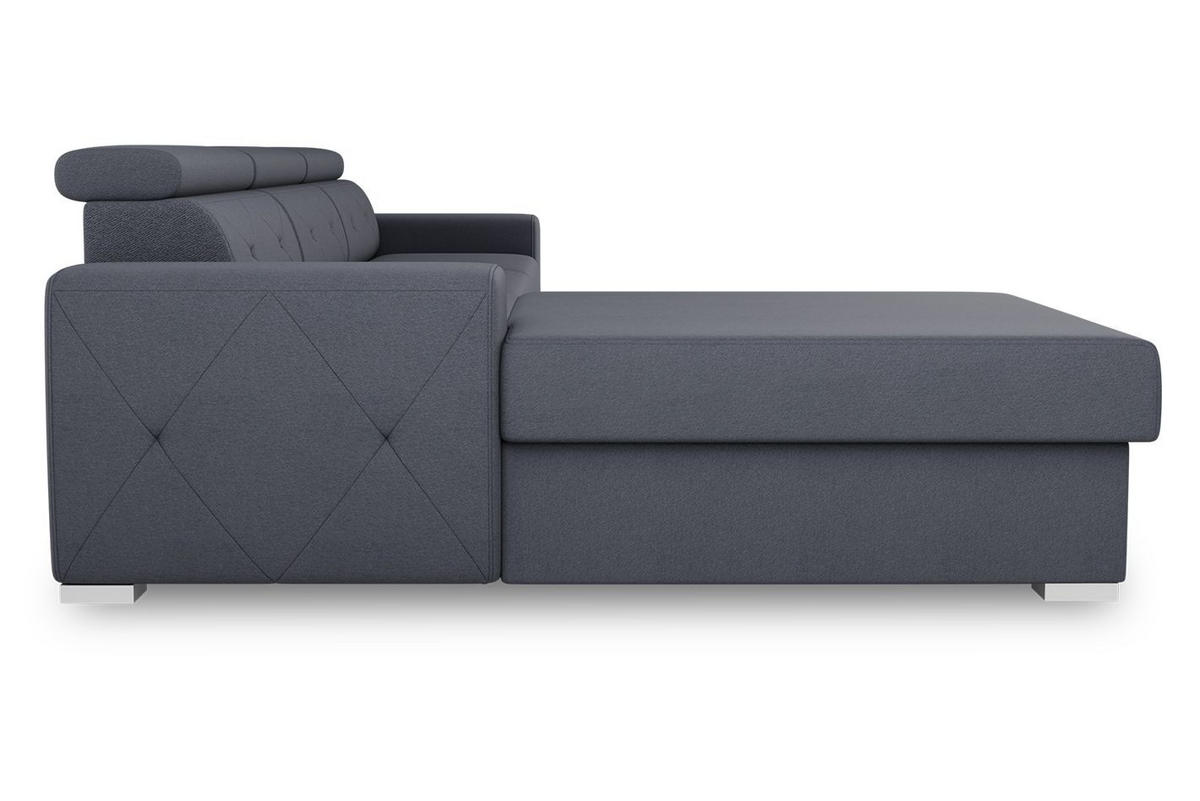 ECKSCHLAFSOFA in Blau, Grau Textil   - Blau/Silberfarben, Design, Textil (195/296cm) - MID.YOU