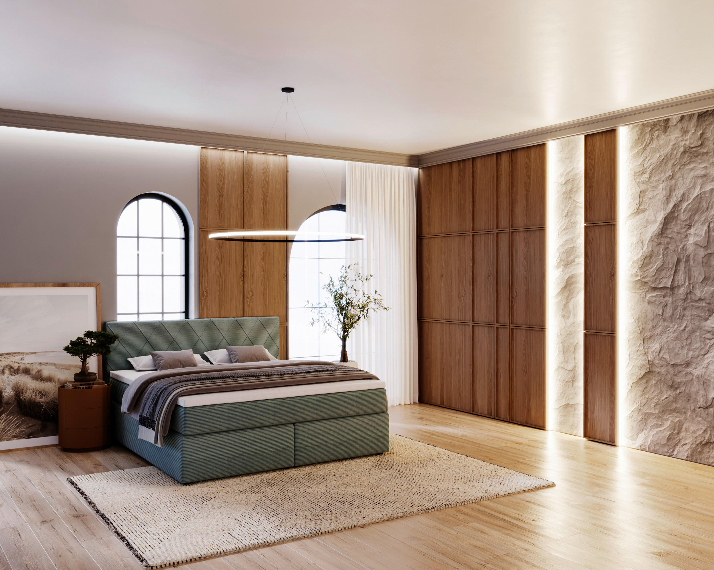 BOXSPRINGBETT 160/200 cm  in Türkis  - Türkis/Schwarz, Design, Holzwerkstoff/Kunststoff (160/200cm) - Xora