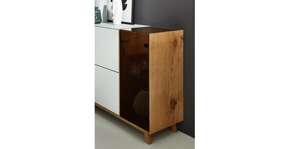 SIDEBOARD 164/92/40 cm - Eichefarben/Weiß, Natur, Glas/Holz (164/92/40cm) - Dieter Knoll