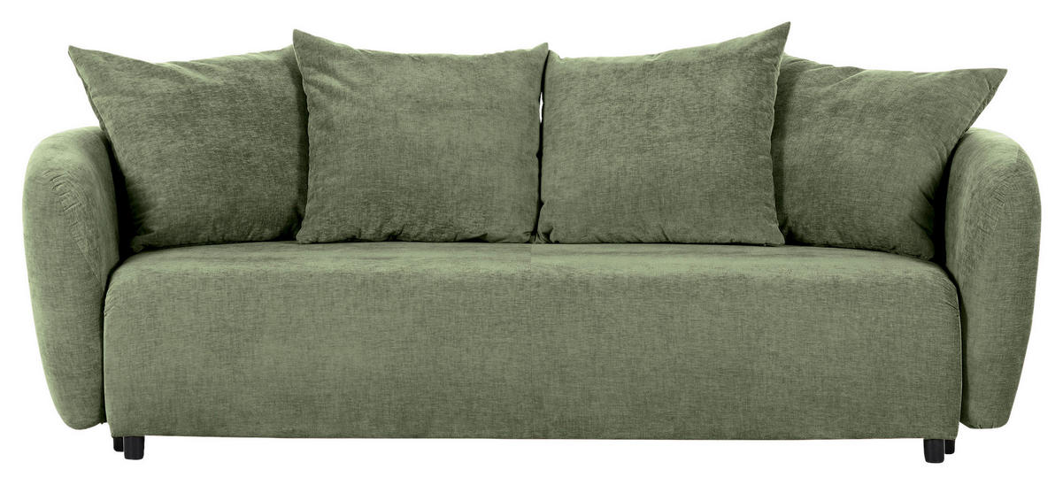 SCHLAFSOFA  in Flachgewebe Olivgrün  - Schwarz/Olivgrün, KONVENTIONELL, Kunststoff/Textil (250/74/108cm) - Carryhome