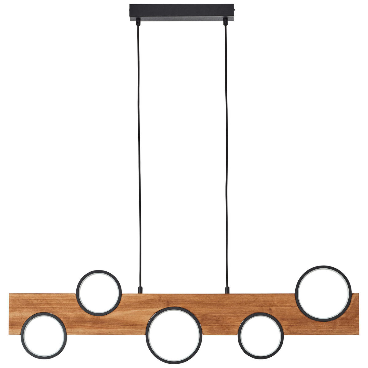 LED-HÄNGELEUCHTE 100/6/150 cm  - Hellbraun/Schwarz, Natur, Holz/Metall (100/6/150cm) - Brilliant