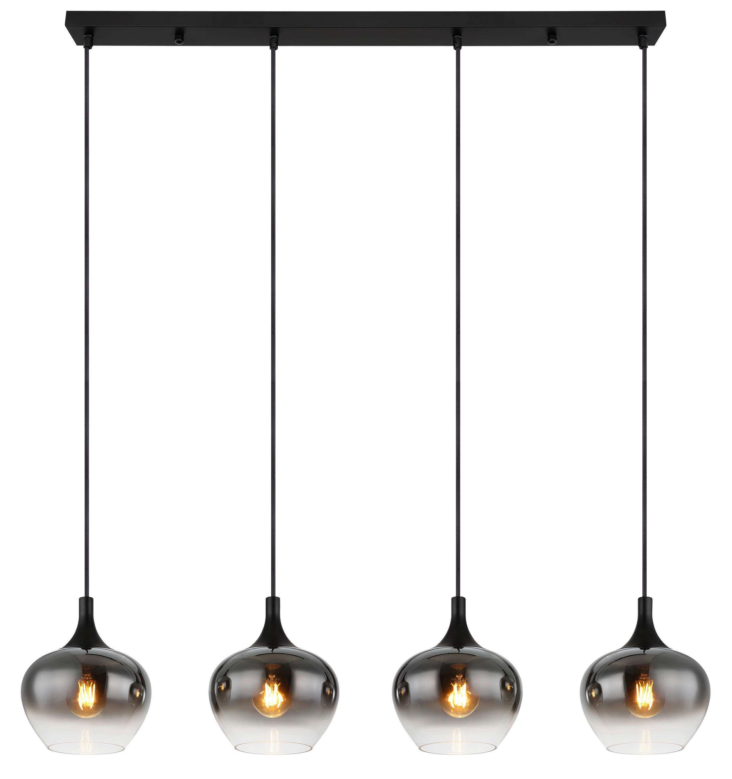 HÄNGELEUCHTE Maxy 100/18/120 cm   - Schwarz, Design, Glas/Metall (100/18/120cm) - Globo