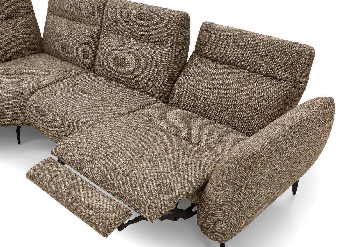 ECKSOFA in Webstoff Graubraun  - Graubraun/Schwarz, Design, Textil/Metall (223/290cm) - Moderano